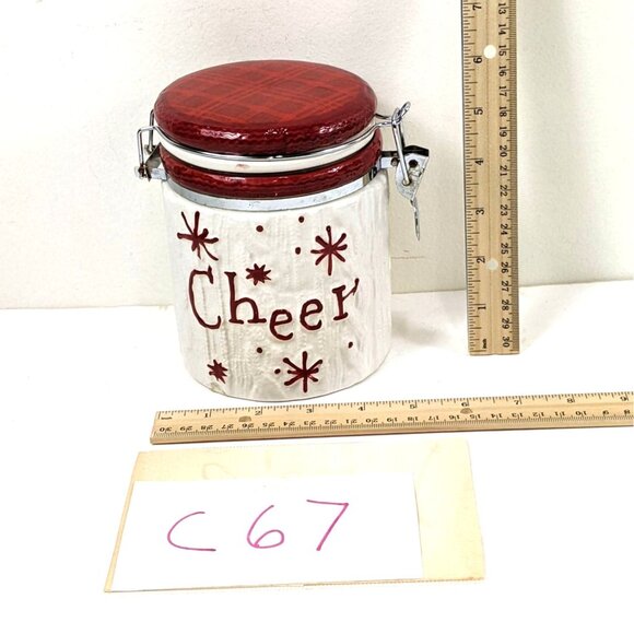 Christmas Holiday “Cheer” Medium Sized Cookie Candy Air Tight Container 59d - Picture 6 of 6